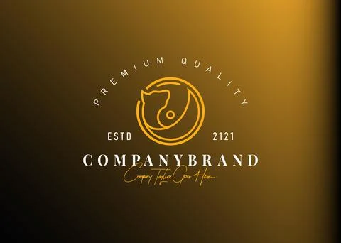 Elegant cat logo design. Vector illustration of abstract elegant cat monoline Illustration