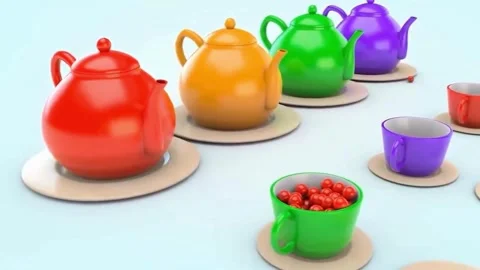 Elegant Ceramic Tea Set Teapot and Cups 3D Product Render Stock Footage 332761360