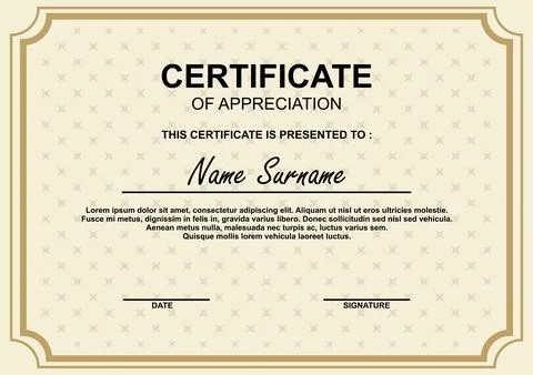 Elegant certificate of appreciation template with a classic design. Suitabl.. Stock Illustration