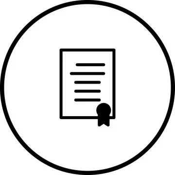 Elegant certificate icon within circular frame for professional validation .. イラスト素材