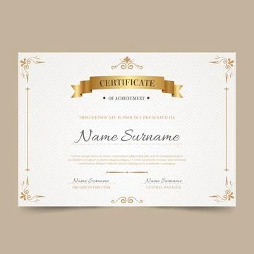 Elegant certificate template with golden elements Stock Illustration