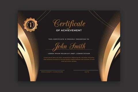 Elegant certificate template with golden elements Stock Illustration