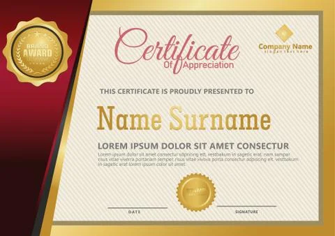 Elegant certificate template vector with luxury and modern pattern background Stock Illustration