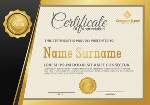 Elegant certificate template vector with luxury and modern pattern background Stock Illustration