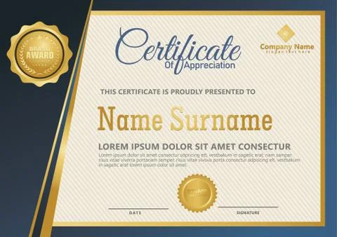 Elegant certificate template vector with luxury and modern pattern background Stock Illustration