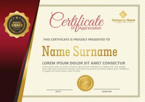 Elegant certificate template vector with luxury and modern pattern background Stock Illustration