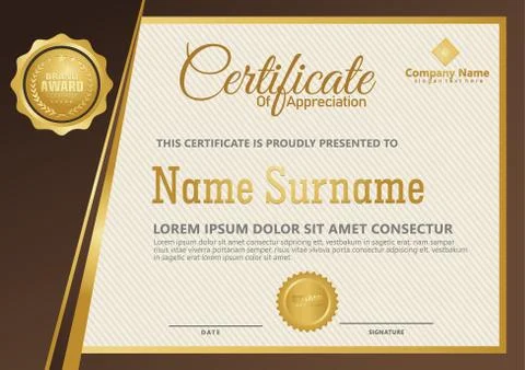 Elegant certificate template vector with luxury and modern pattern background 库存插图