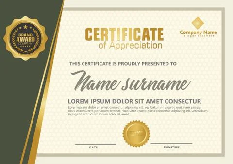 Elegant certificate template vector with luxury and modern pattern background Stock Illustration