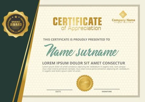 Elegant certificate template vector with luxury and modern pattern background 库存插图