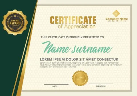 Elegant certificate template vector with luxury and modern pattern background Stock Illustration