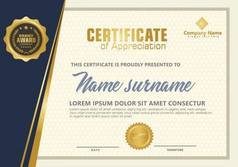 Elegant certificate template vector with luxury and modern pattern background Stock Illustration
