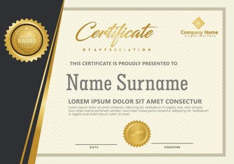 Elegant certificate template vector with luxury and modern pattern background Stock Illustration