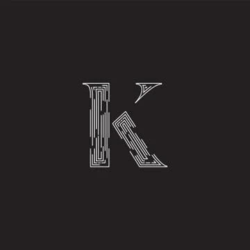 Elegant character from a fontset made by dashed lines, vector illustration Illustrazione stock