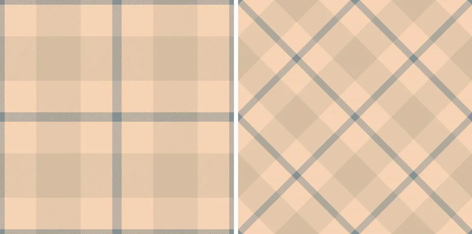 Elegant check patterns in warm beige and soft gray tones. Ideal for fabric de Stock Illustration