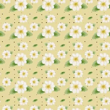 Elegant cherry blossom pattern design on soft yellow background for textile.. Stock Illustration