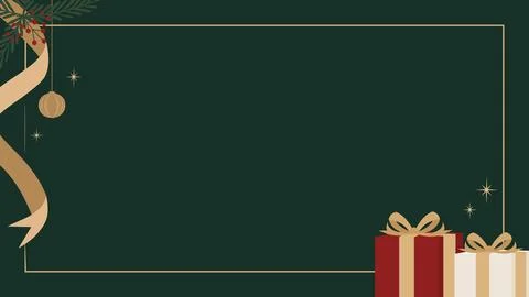 Elegant Christmas frame with gift boxes and ribbon Stock Illustration
