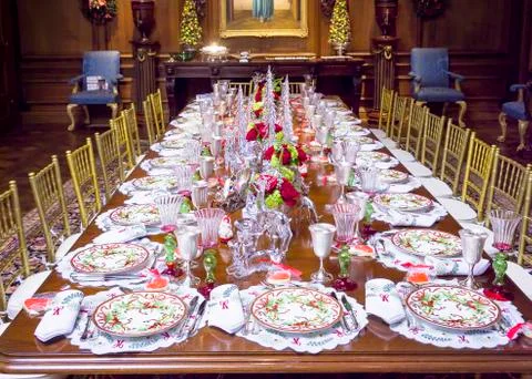 Elegant Christmas Table Setting Stock Photos