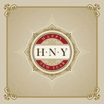 Elegant Christmas vector frame and emblem template Illustrazione stock