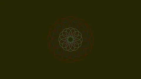 Elegant circular geometric mandala pattern on dark emerald background Stock Footage 337164122