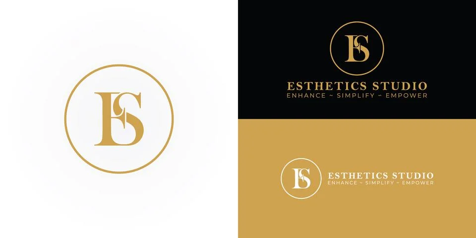 An elegant, circular monogram featuring the intertwined initials 'ES' Stock Illustration
