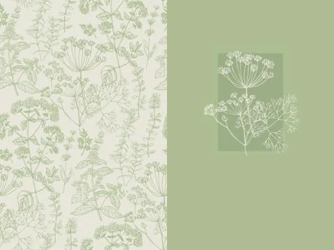 Elegant classic herbal seamless pattern Illustrazione stock