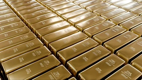 Elegant close-up of gold bars Stock Footage 340046665