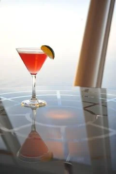 Elegant Cocktail with Lime Slice Reflection Stock Photos