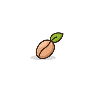 Elegant coffee bean logo design featuring a vibrant green leaf represents f.. Stock Illustration