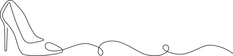 Elegant continuous line drawing of a high heel shoe, iconic fashion symbol .. Stock Illustration