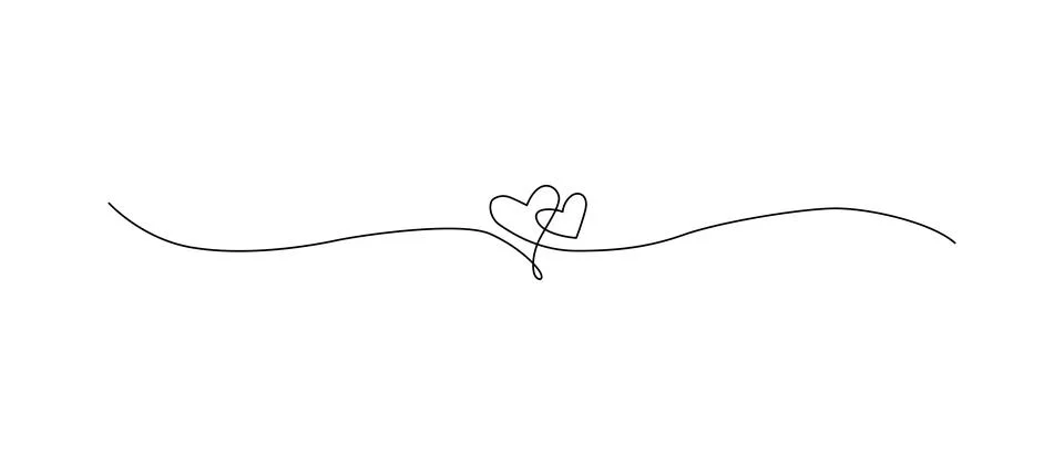 Elegant continuous line drawing of two intertwined hearts forming a subtle .. Illustrazione stock