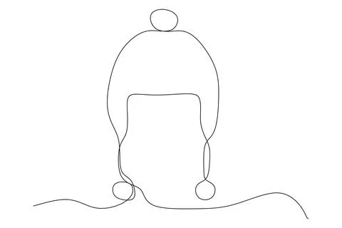 Elegant continuous line winter hat. One line art vector hand drawing accessor Stock Illustration