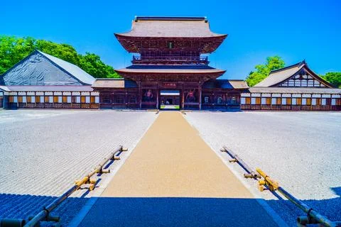 The elegant corridor of the temple Stock Photos