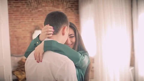 Elegant couple in a classic studio interior Stock-Footage 74138714