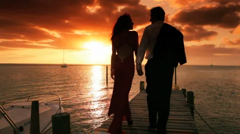 Elegant Couple at Sunset Stock Footage 4298585