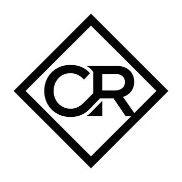 Elegant CR Monogram Logo Design in Diamond Shape Black and White Stock Illustration
