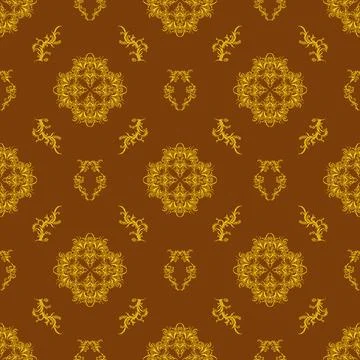 Elegant curly endless pattern, seamless Damask, vector illustration. Stock Illustration