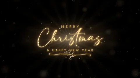 Elegant cursive gold Merry Christmas and Happy New Year message, seamless loop Stock Footage 346295132