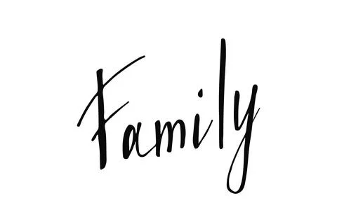 Elegant cursive hand drawn text emphasizes the word Family, symbolizing love  Stock Illustration