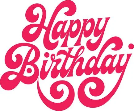 Elegant cursive script lettering for happy birthday card design in vivid pi.. 스톡 일러스트