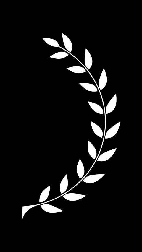 Elegant curved laurel leaf branch silhouette loop animation Stock Footage 330456401
