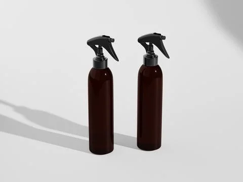 Elegant cylindrical Trigger spray bottle mockup, tall PET plastic sprayer Stock Illustration