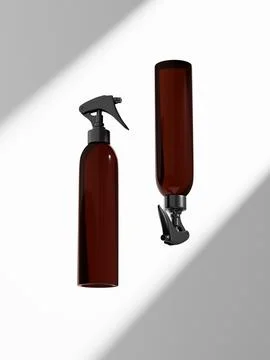 Elegant cylindrical Trigger spray bottle mockup, tall PET plastic sprayer Illustrazione stock