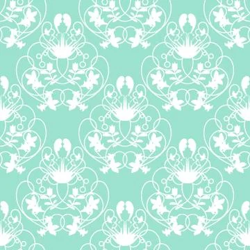 Elegant damask mint seamless vector background with delicate swirl Illustrazione stock