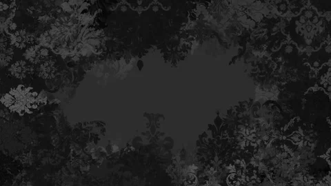 Elegant damask pattern frames a dark, textured center Stock Footage 345434391