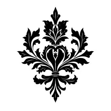 Elegant Damask Pattern Ornament in Black and White Illustrazione stock