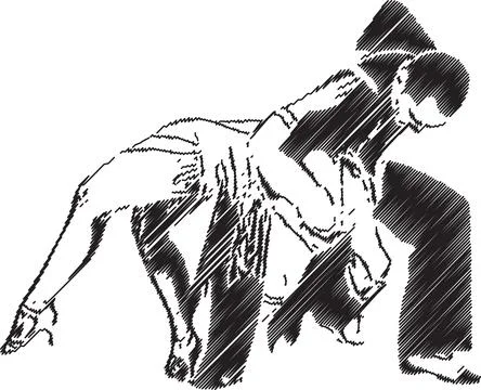 Elegant Dance Couple in Artistic Scribble Style Stock Illustration