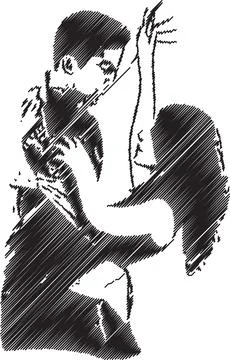 Elegant Dance Couple in Artistic Scribble Style Stock Illustration