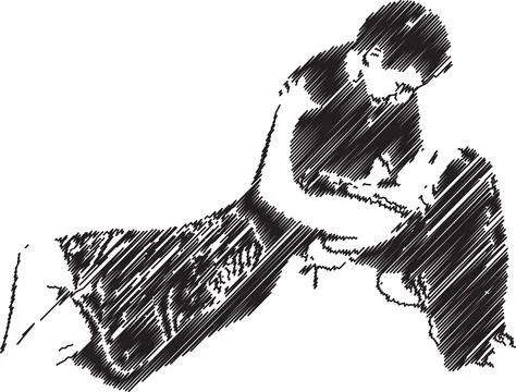 Elegant Dance Couple in Artistic Scribble Style Stock Illustration