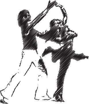 Elegant Dance Couple in Artistic Scribble Style Ilustração Stock