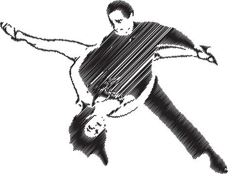 Elegant Dance Couple in Artistic Scribble Style Stock Illustration